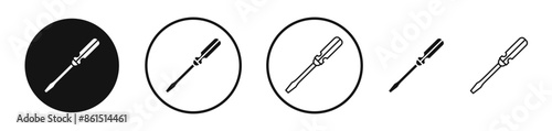 Screwdriver vector icon set in black and white color.
