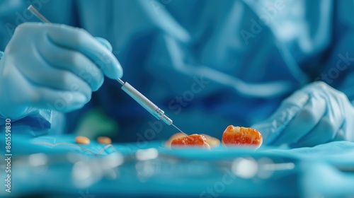 Liver biopsy procedure being performed in a clinical setting