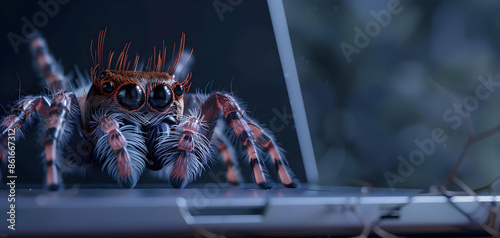A spider as a web designer with a laptop
