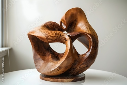 Carved Wood Sculpture:Elegantly Simple Organic Form Showcasing Natural Beauty