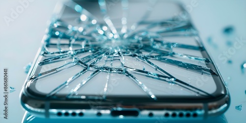 Phone screen shattered showing scam messages warning about the risks of falling for scams. Concept Phone Security, Scam Awareness, Online Safety, Cyber Threats, Phone Protection