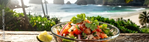 A serving of Peruvian ceviche with fresh fish