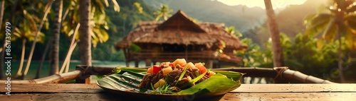 A serving of Tongan lu pulu with corned beef