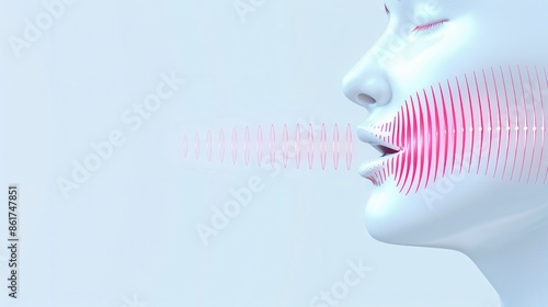 AI speech synthesis technology for text-to-speech applications, mimicking human voice with generative AI for futuristic language and communication.