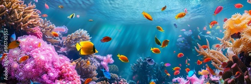 A captivating image of colorful tropical fish swimming gracefully amidst vibrant coral reefs in a saltwater aquarium