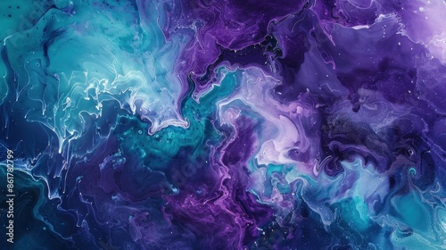 Swirling, abstract pattern with a dominant color palette of blues, purples, and whites