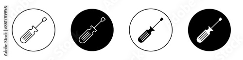 Screwdriver outlined icon vector collection.