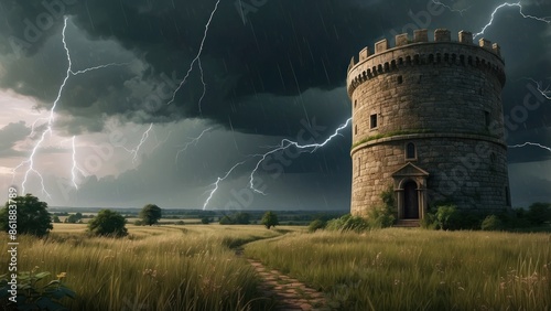 Beautiful summer wallpaper cereals, castle and storm