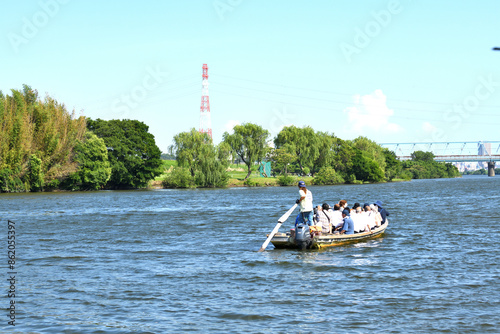 江戸川の矢切の渡し風景