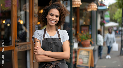 Proud Small Business Owner Standing Confidently Outside Shop