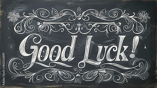 Good Luck Chalkboard with Classic Design and Japanese Characters