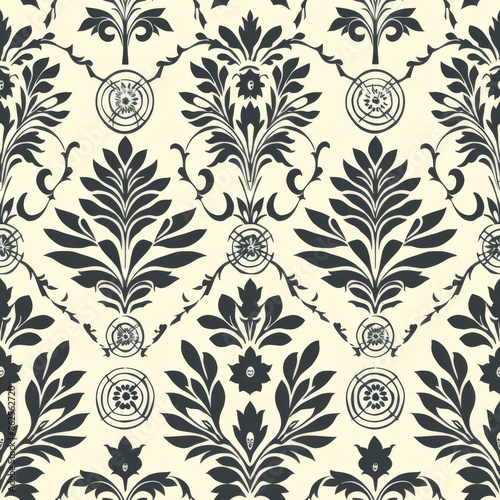 anthemion textile design, geometric pattern. ai generated