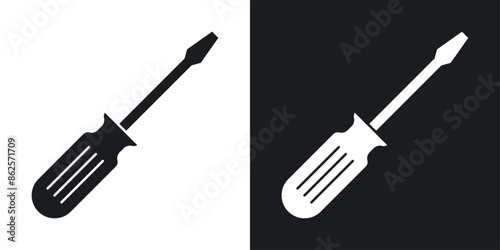 Screwdriver vector icon set in black color.
