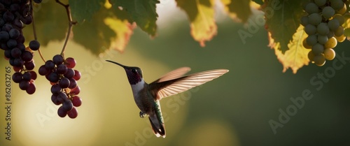 Luscious Old Vine Zinfandel A hummingbird hovering near cluster