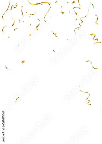 gold confetti background that zig-zags falling for the celebration. festival decoration vector illustration