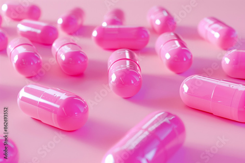 Pink capsules on pink surface