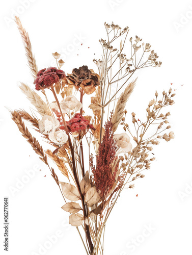 Dried Flowers with Beige and Maroon Hues