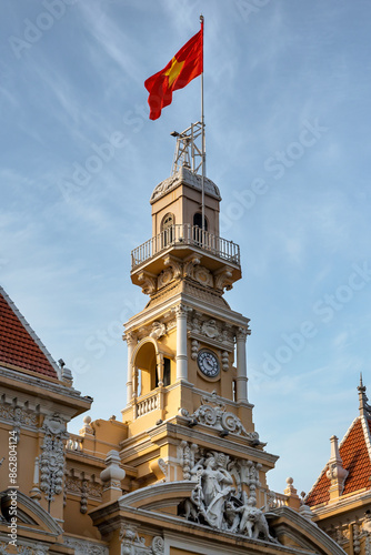 Ho Chi Minh City Hall view. Saigon City Hall or Committee Head office is a building in a French colonial style in Ho Chi Minh, Vietnam. Popular tourist destination