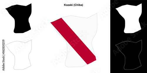 Kozaki (Chiba) outline map set