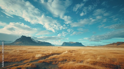 Icelandic Landscape With Mountains and Clouds