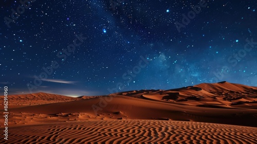 Serene Nights in the Sahara Desert: Starry Skies Over Endless Dunes