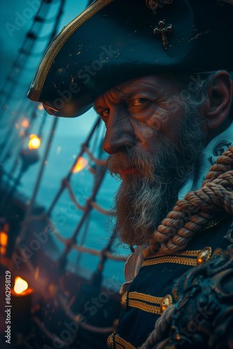 Cinematic Ship Sea Captain Commander Portrait Poster