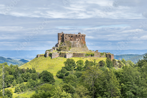 The medivial castle of Murol in the Auvergne ona sunny summer day