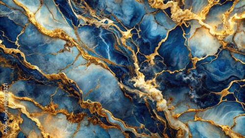 Luxuriant abstract marble wallpaper background featuring rich gold and blue tones evoking opulence and sophistication perfect for upscale design projects.