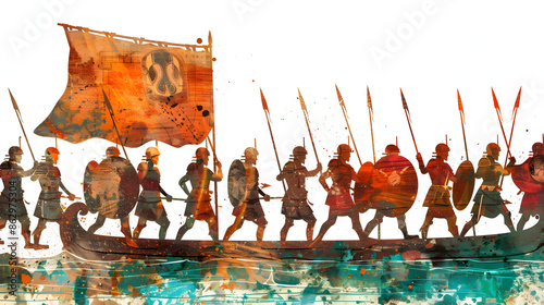 battle of carthage depiction - invasion of the carthaginian army isolated on white background, pop-art, png