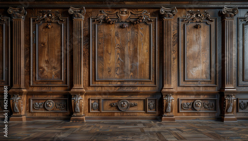 Ornate Wooden Wall Paneling with Classic Details
