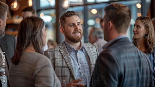 Business professionals attending a networking event to build connections.