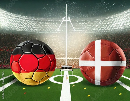 Deutschland vs Dänemark, Fußball Spiel Statdion 