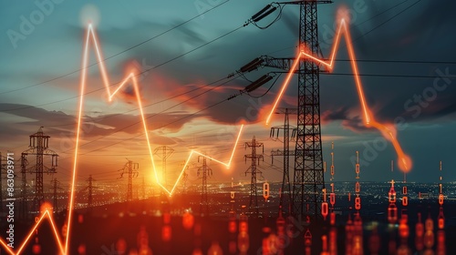 World Energy crisis power price spike caused by surging demand graphics show inflation rises over the past years : Generative AI