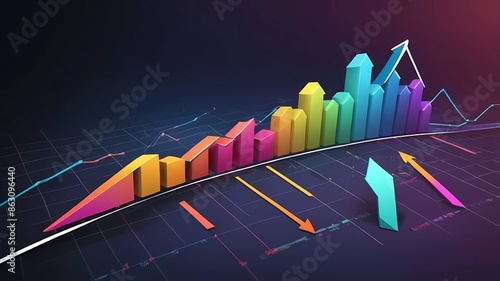 business increasing growth investment technology with business popular color background with upward arrow with contemporary concept. business trade rises to success. financial data chart strateg