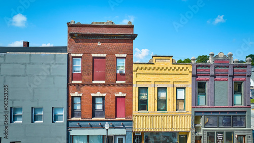 Historic Main Street Buildings Aerial Fly Through