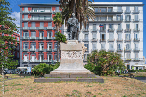 Statue of Giovanni Nicotera on Piazza Vittoria in Naples, Italy