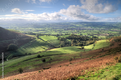 Landscape with Hills and Blue Sky (Moel Famau Country Walk in North wales, UK.)