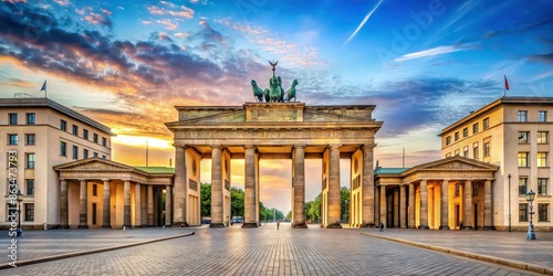 Classic Berlin postcard featuring iconic landmarks such as Brandenburg Gate