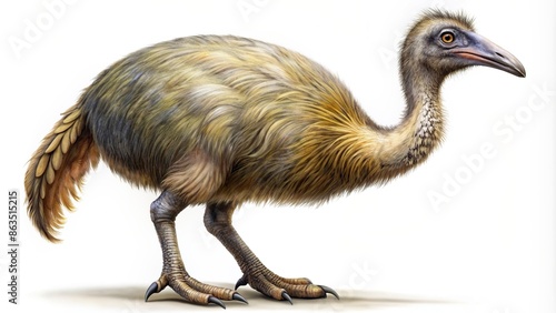 Extinct flightless bird with large beak and plump body, known for its inability to fly and endearing appearance, Dodo