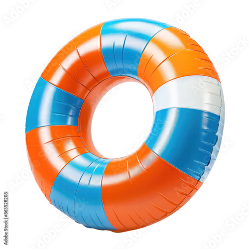 Swimming pool ring, life buoy isolated on transparent white background, clipping path