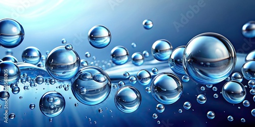 Photo of multiple water droplets filled with air bubbles , water, bubbles, droplets,floating, reflecting, surface tension, isolated