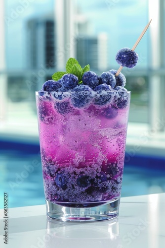 Capture the essence of a Tito Blueberry Vodka Cocktail 2 ounces Tito Handmade Vodka cup fresh blueberries1 ounce lemon juice1 ounce simple syrupiceClub sodaMint sprig and extra blueberries for