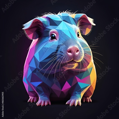 a design guinean pig soft neon light geometric