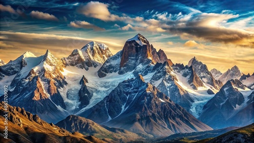 Majestic mountain range resembling a hand with five distinct peaks, mountain, five finger, hand, unique, landscape, nature