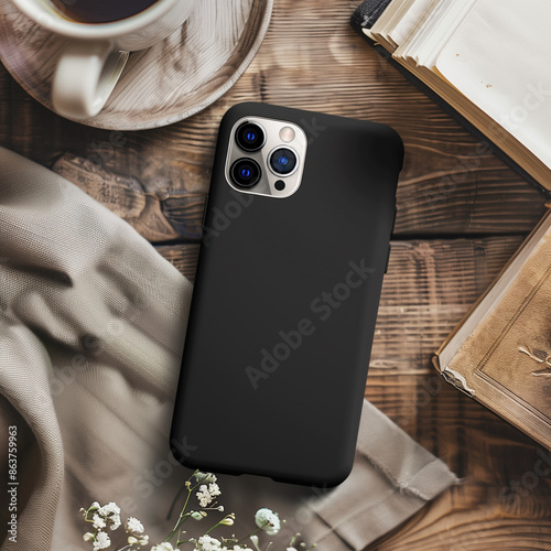 Blank black phone case mockup