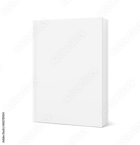 Blank softcover book mockups. Vector illustration isolated on white background. It can be used for promo, catalogs, brochures, magazines, etc. Ready for your design. EPS10.