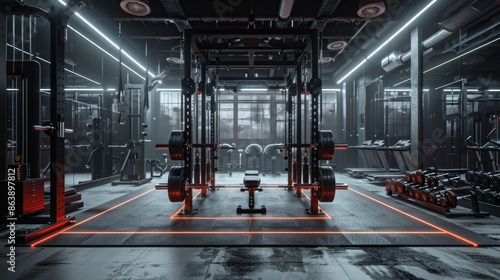 A view of a gym with a weightlifting platform, capturing the intensity and focus of weight training.