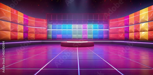 3D Render of a Futuristic Stage with Neon Lights