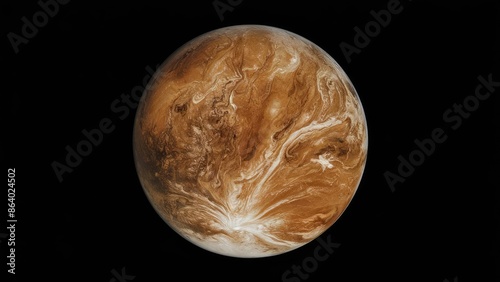 Stunning photo of venus in the shape of a perfectly round planet on a black background..