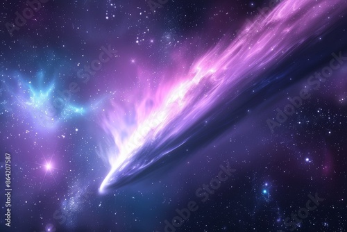 comet in open space closeup astronomical colorful photo